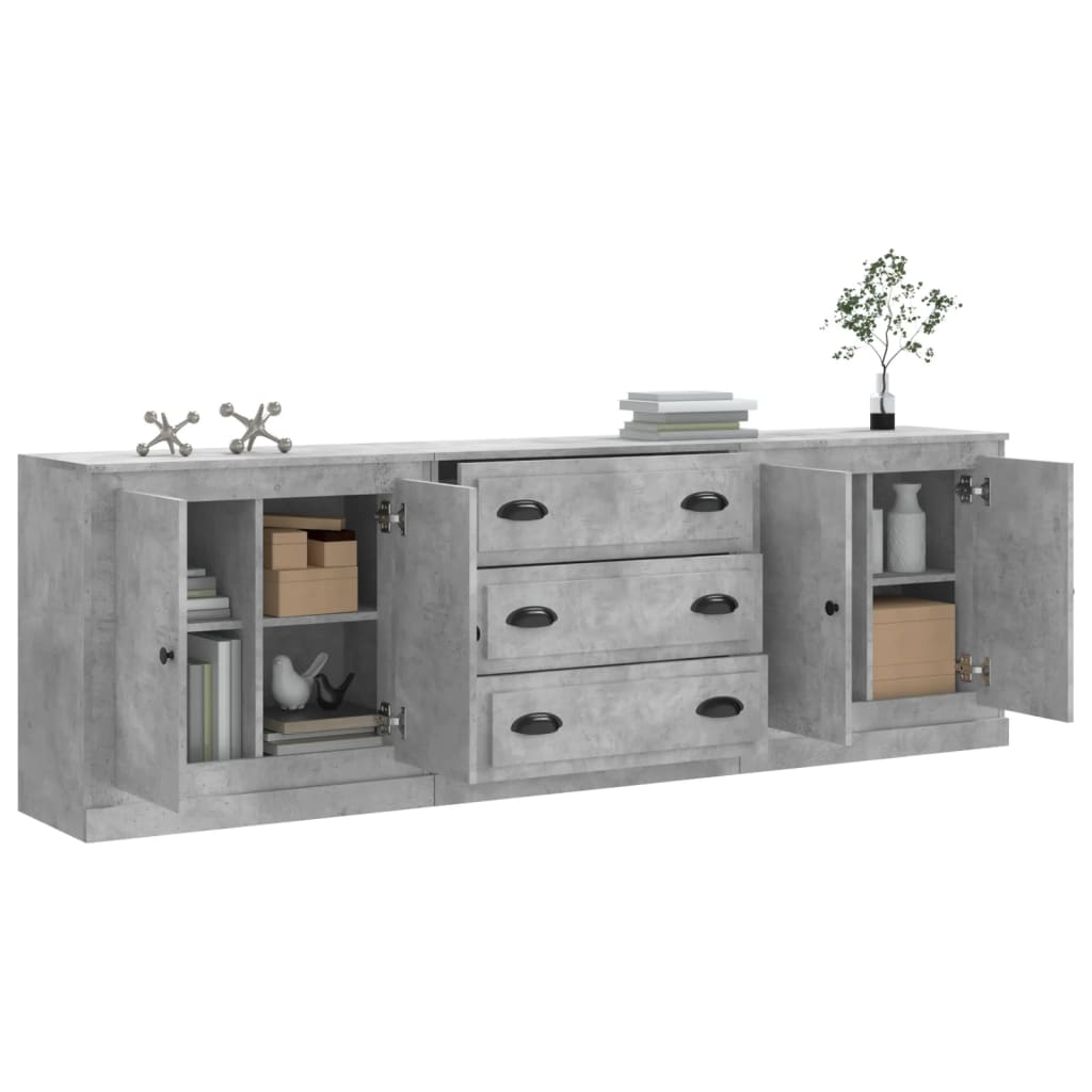 vidaXL Sideboards 3 pcs Concrete Grey Engineered Wood