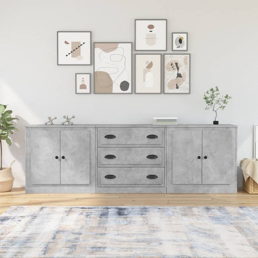 vidaXL Sideboards 3 pcs Concrete Grey Engineered Wood