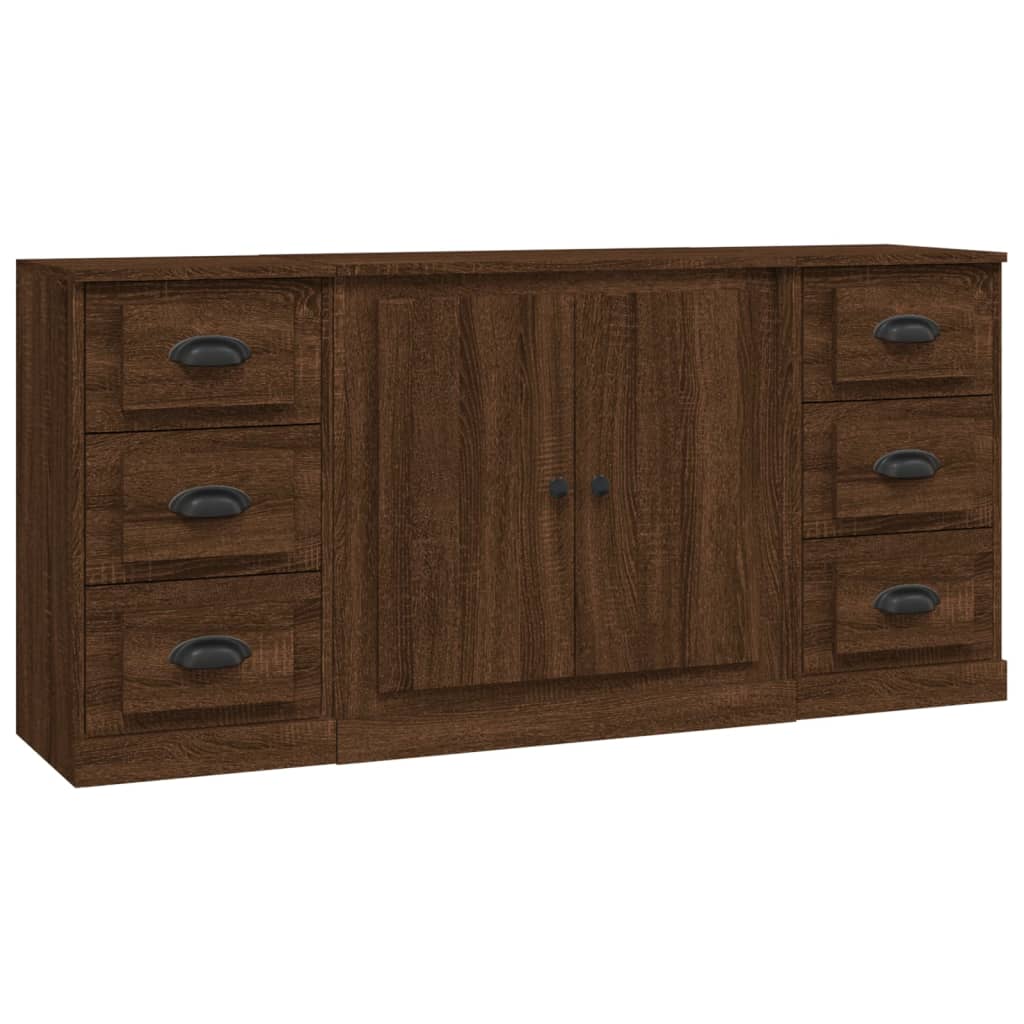 vidaXL Sideboards 3 pcs Brown Oak Engineered Wood