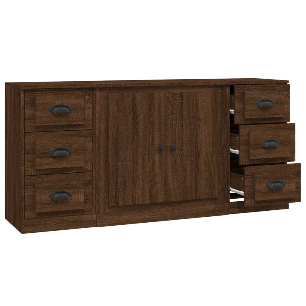 vidaXL Sideboards 3 pcs Brown Oak Engineered Wood