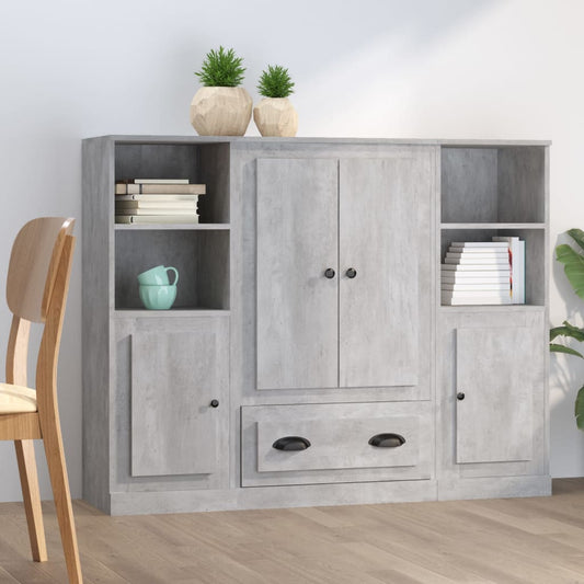 Highboards 3 pcs Concrete Grey Engineered Wood
