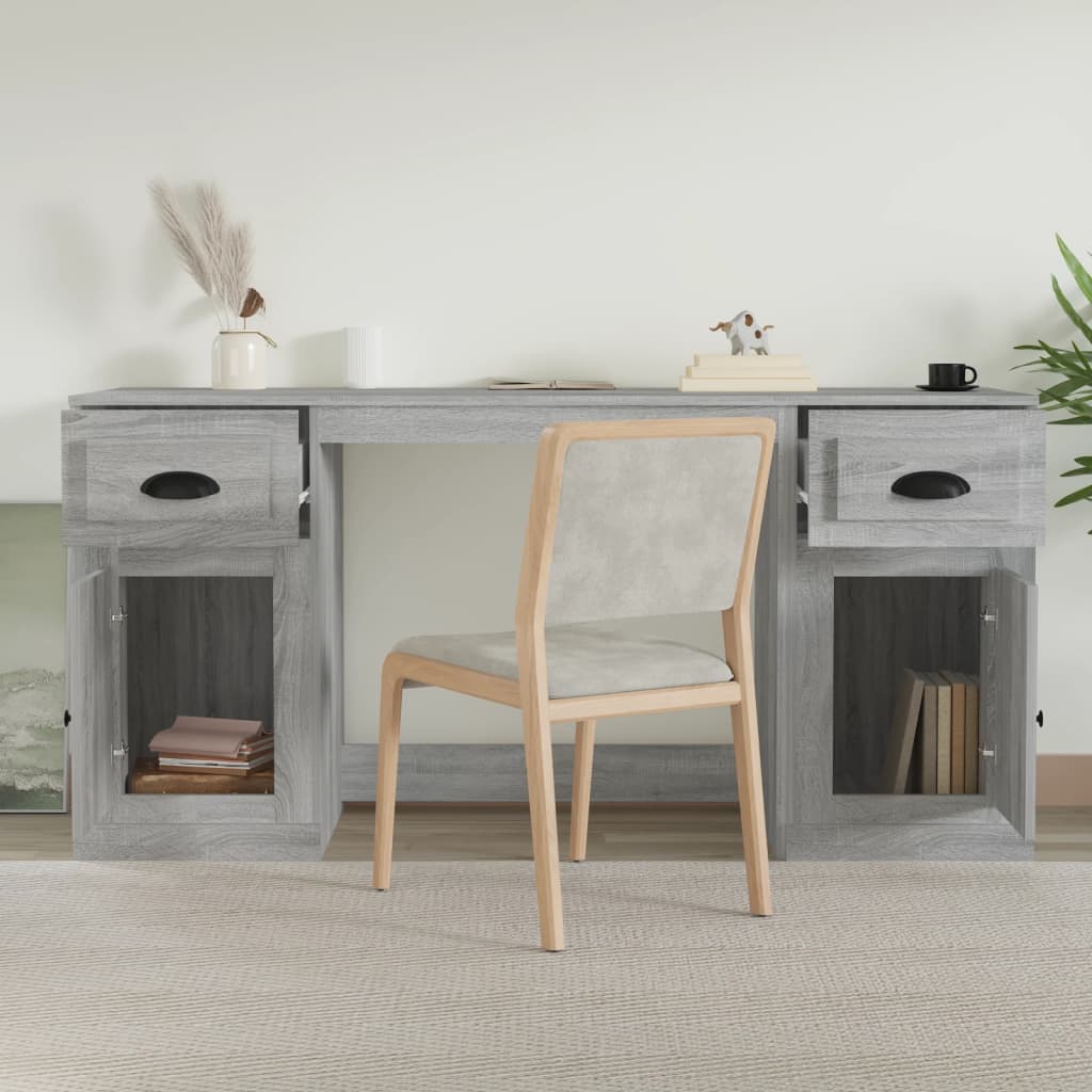 vidaXL Desk with Cabinet Grey Sonoma Engineered Wood