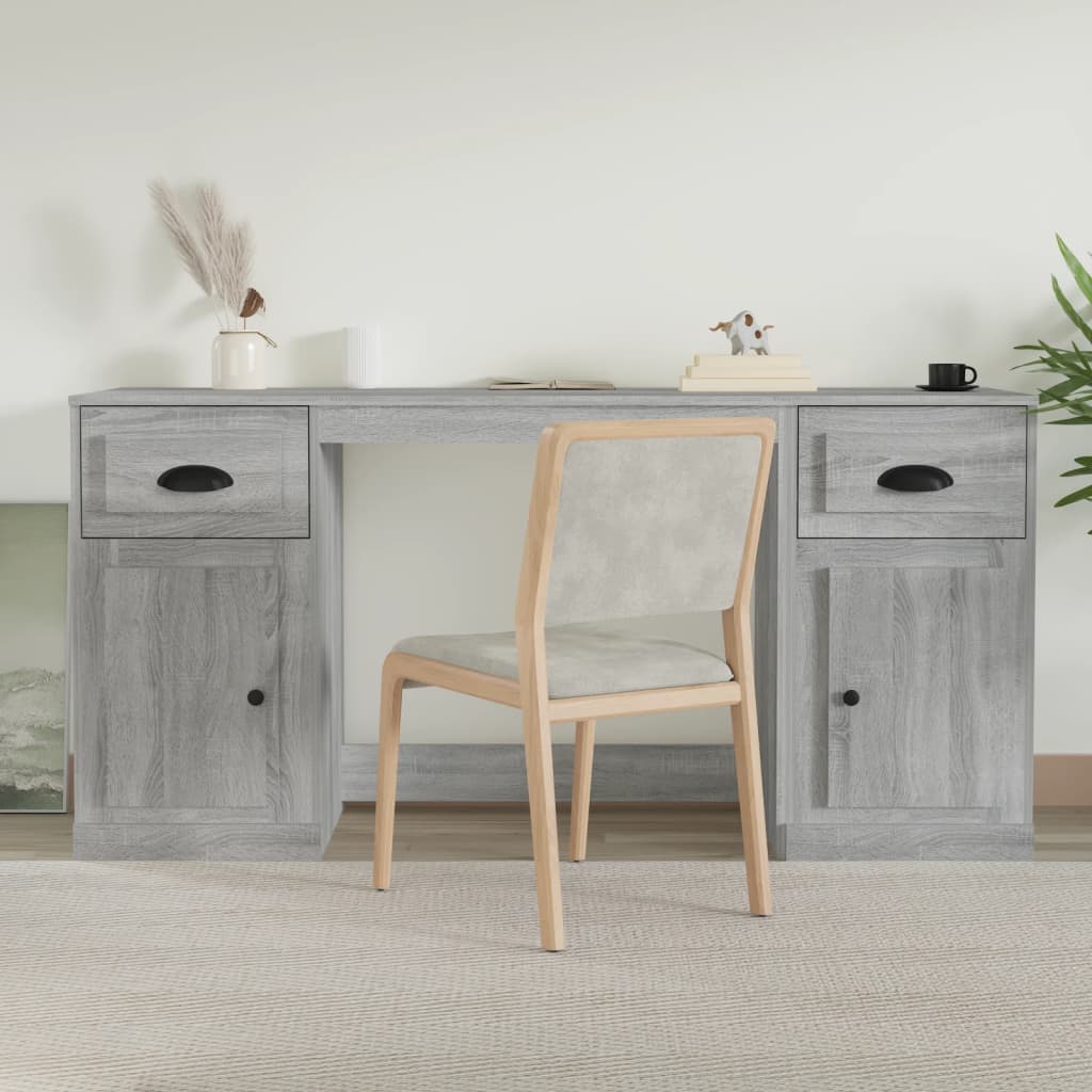 vidaXL Desk with Cabinet Grey Sonoma Engineered Wood