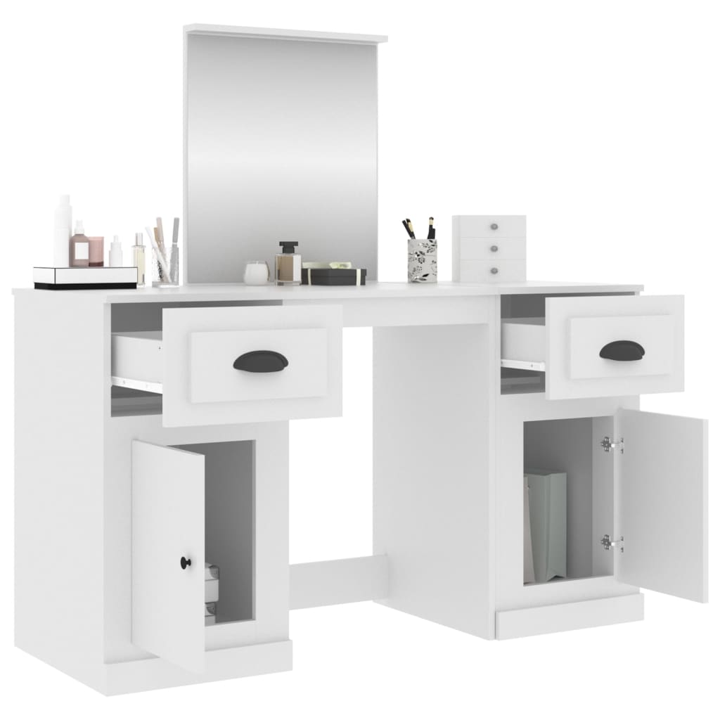 Dressing Table with Mirror White 130x50x132.5 cm