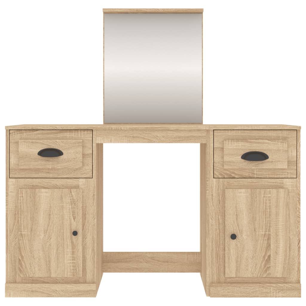 vidaXL Dressing Table with Mirror Sonoma Oak 130x50x132.5 cm