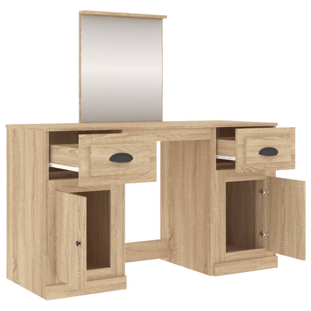 vidaXL Dressing Table with Mirror Sonoma Oak 130x50x132.5 cm