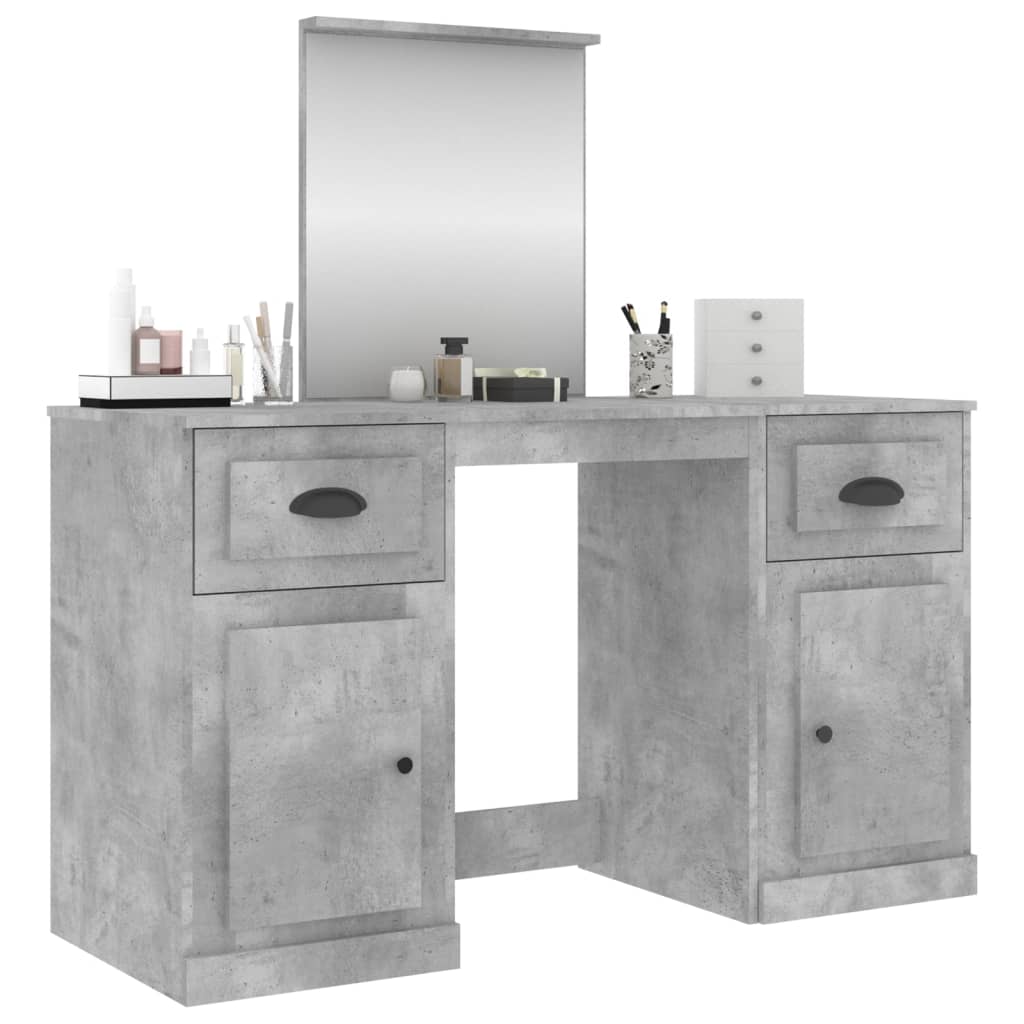 vidaXL Dressing Table with Mirror Concrete Grey 130x50x132.5 cm