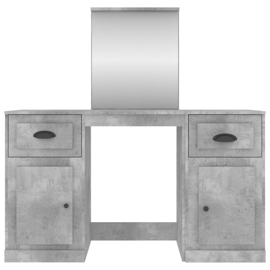 vidaXL Dressing Table with Mirror Concrete Grey 130x50x132.5 cm