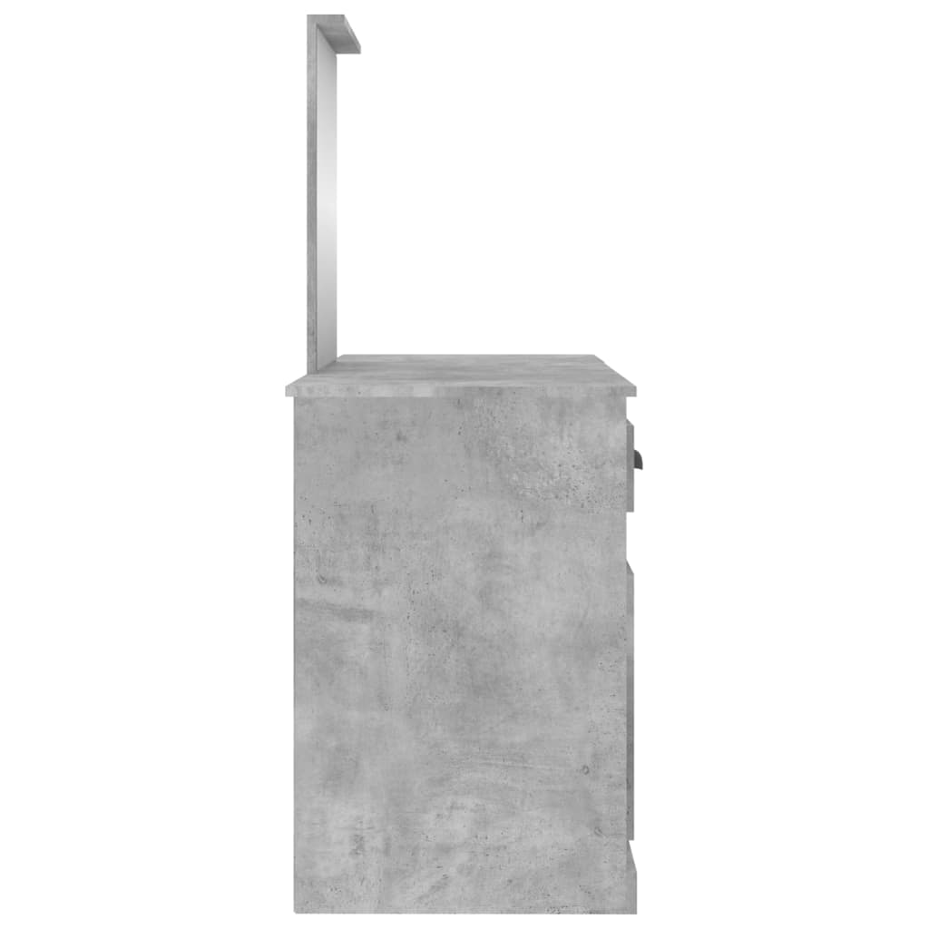 vidaXL Dressing Table with Mirror Concrete Grey 130x50x132.5 cm