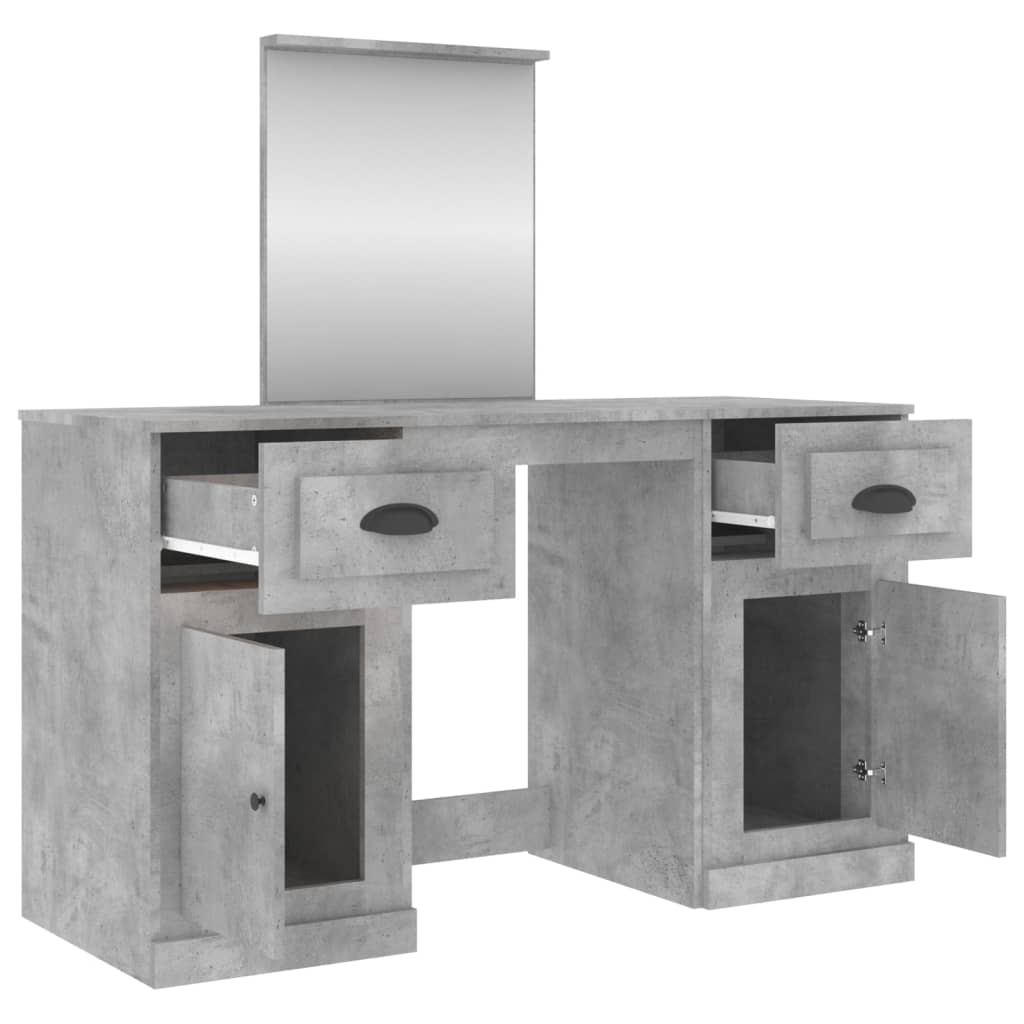 vidaXL Dressing Table with Mirror Concrete Grey 130x50x132.5 cm