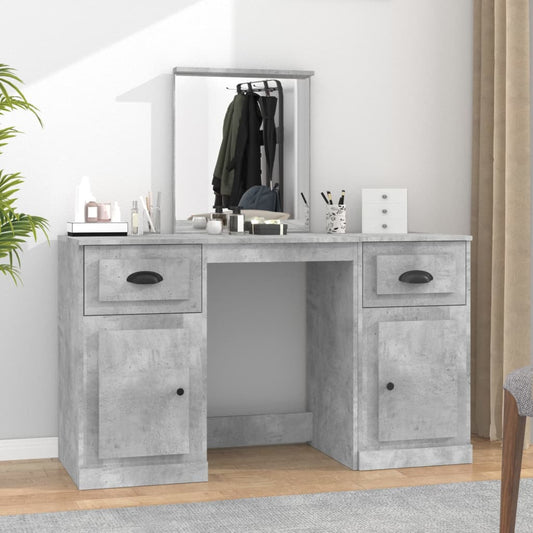 vidaXL Dressing Table with Mirror Concrete Grey 130x50x132.5 cm