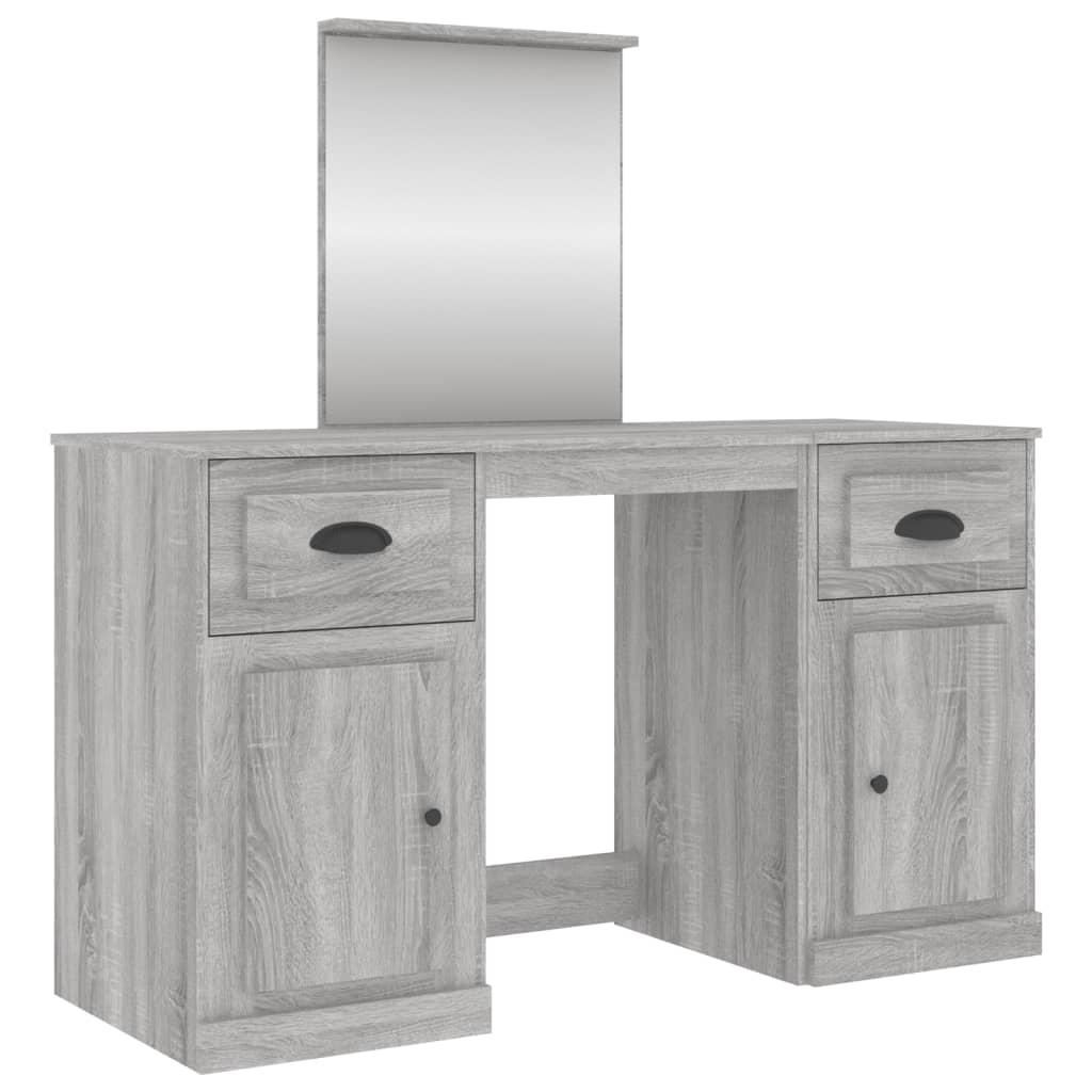 vidaXL Dressing Table with Mirror Grey Sonoma 130x50x132.5 cm