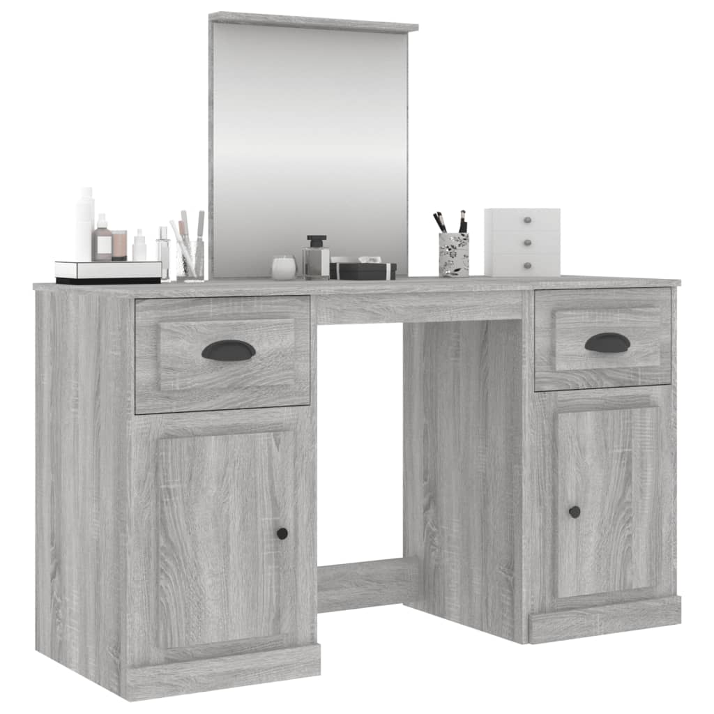 vidaXL Dressing Table with Mirror Grey Sonoma 130x50x132.5 cm