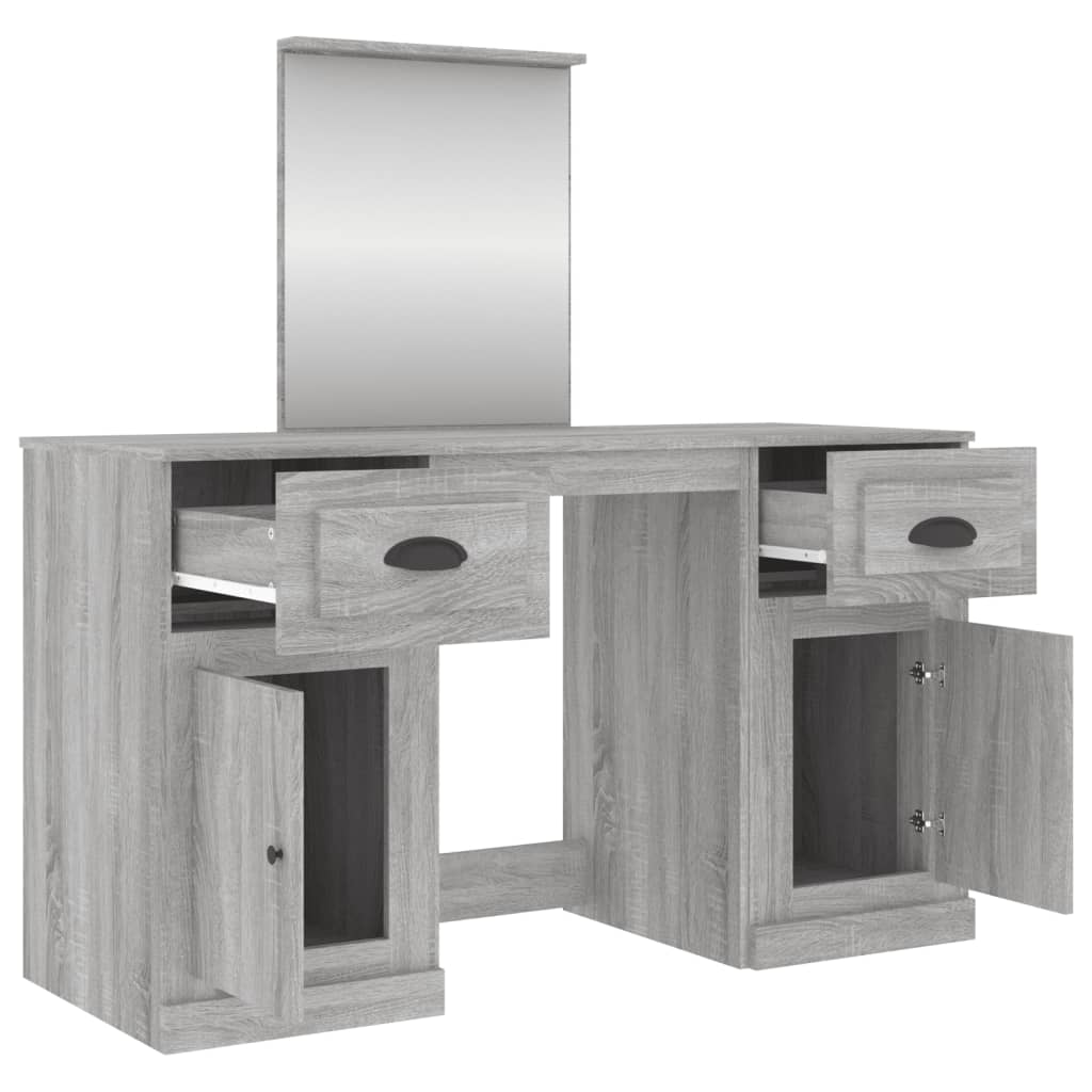 vidaXL Dressing Table with Mirror Grey Sonoma 130x50x132.5 cm