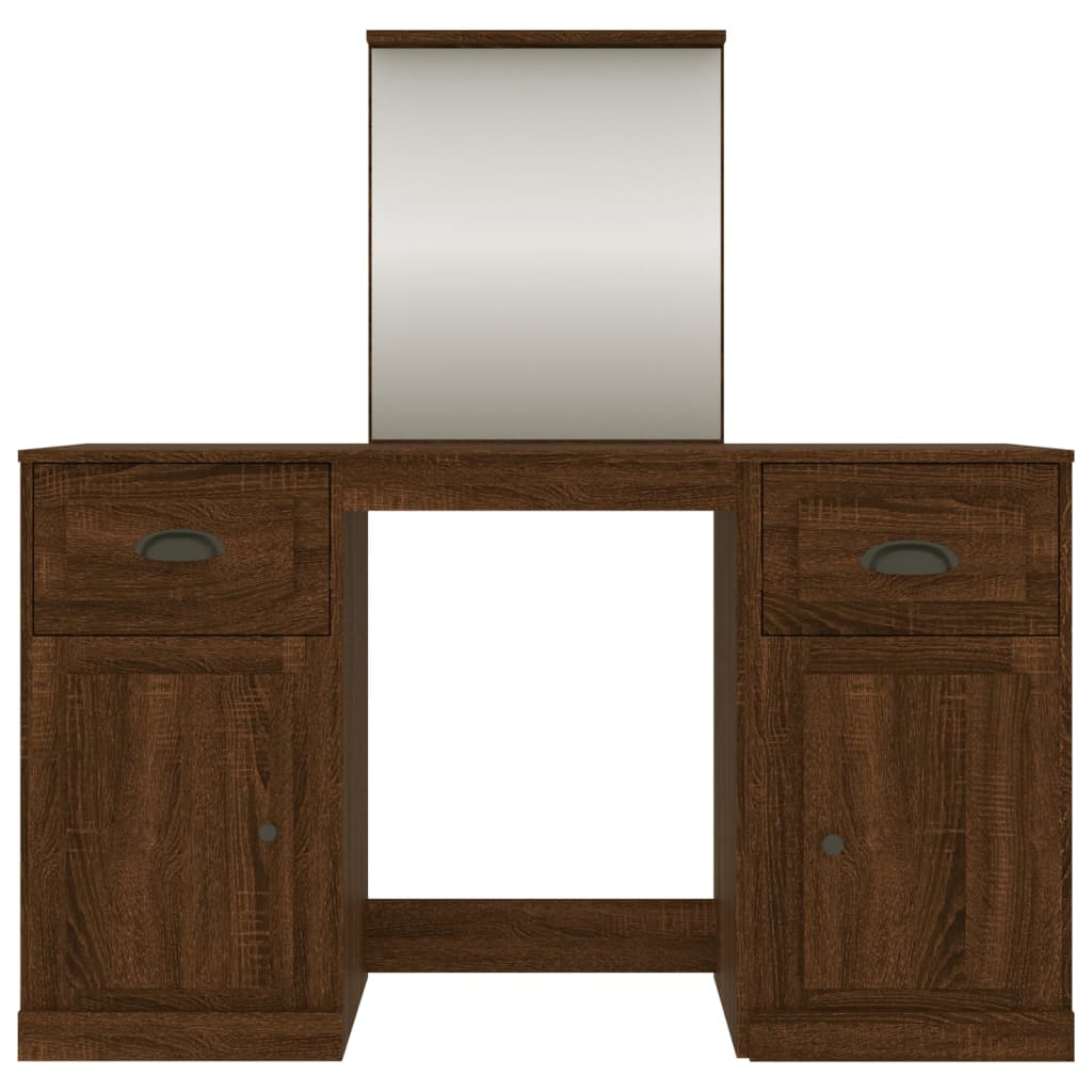 vidaXL Dressing Table with Mirror Brown Oak 130x50x132.5 cm