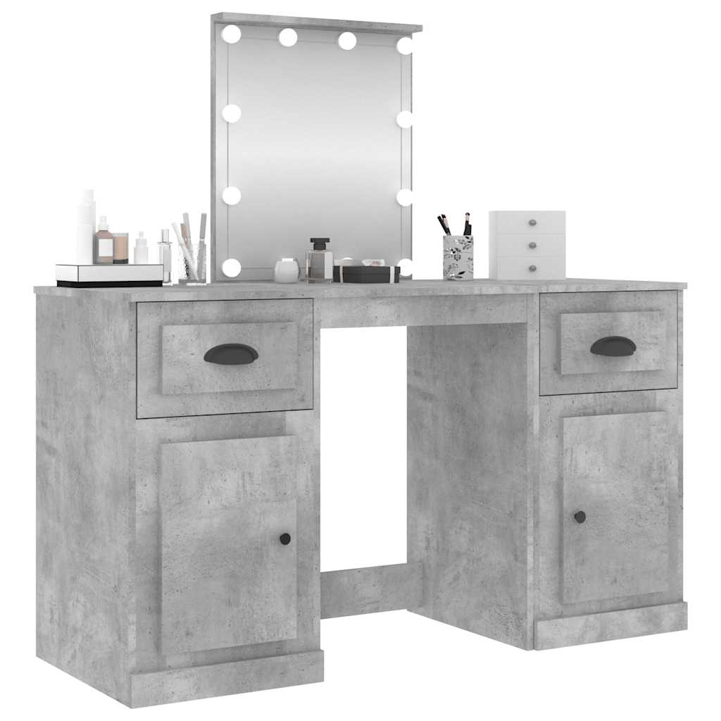 Dressing Table with LED Concrete Grey 130x50x132,5 cm