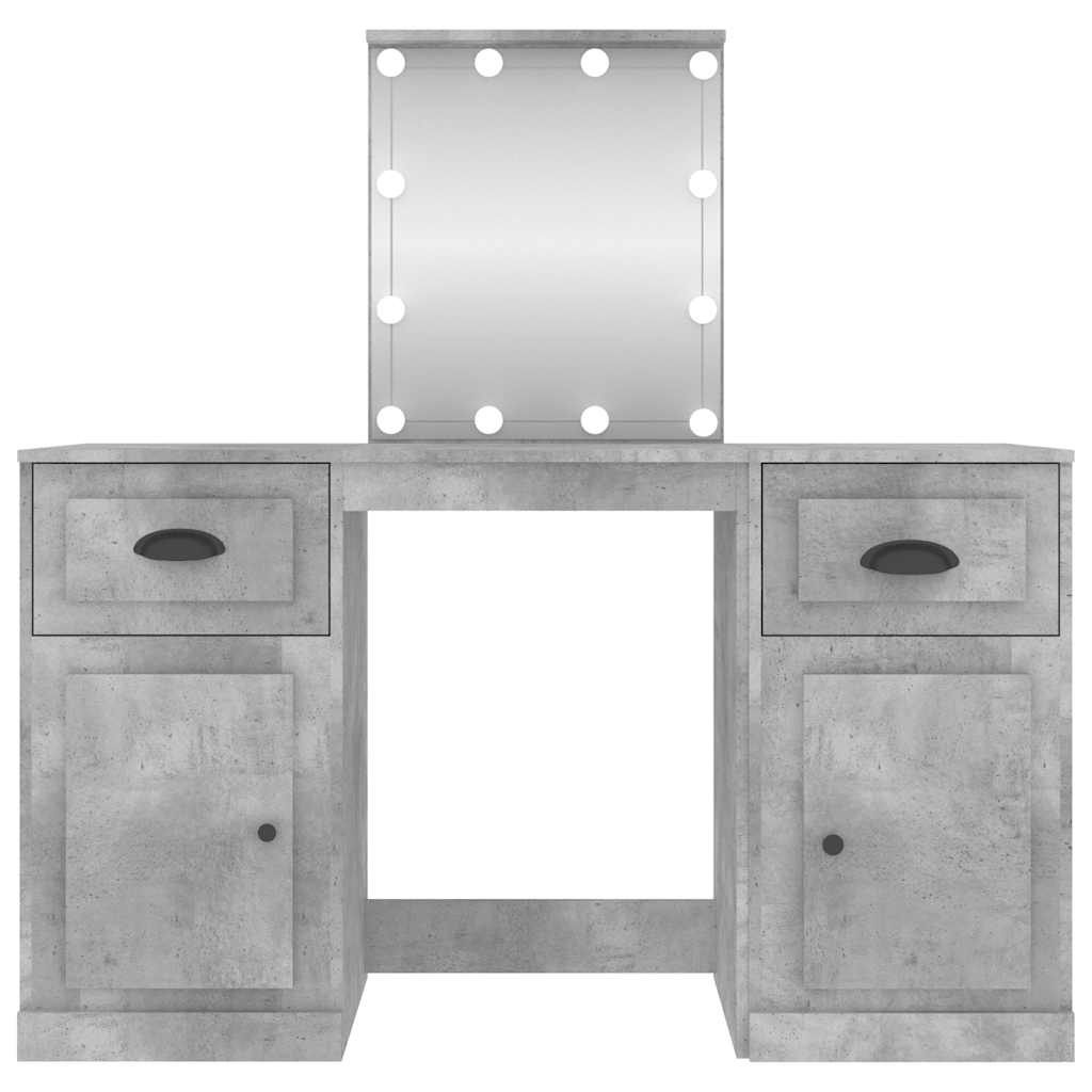Dressing Table with LED Concrete Grey 130x50x132,5 cm