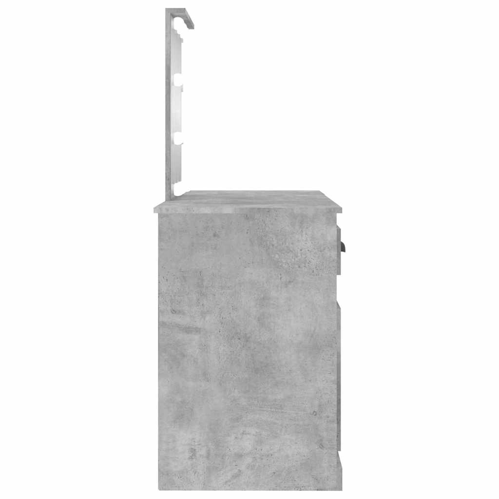 Dressing Table with LED Concrete Grey 130x50x132,5 cm