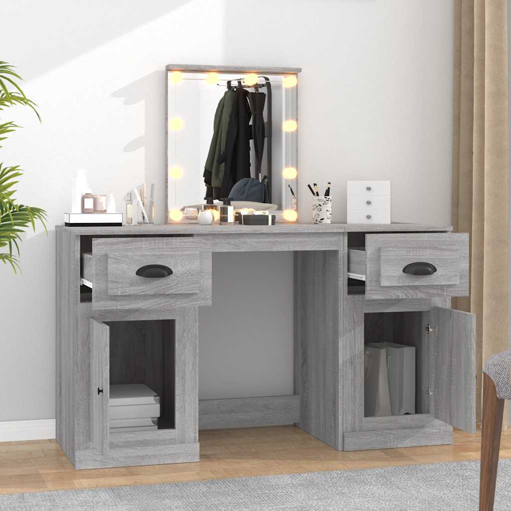 Dressing Table with LED Grey Sonoma 130x50x132,5 cm