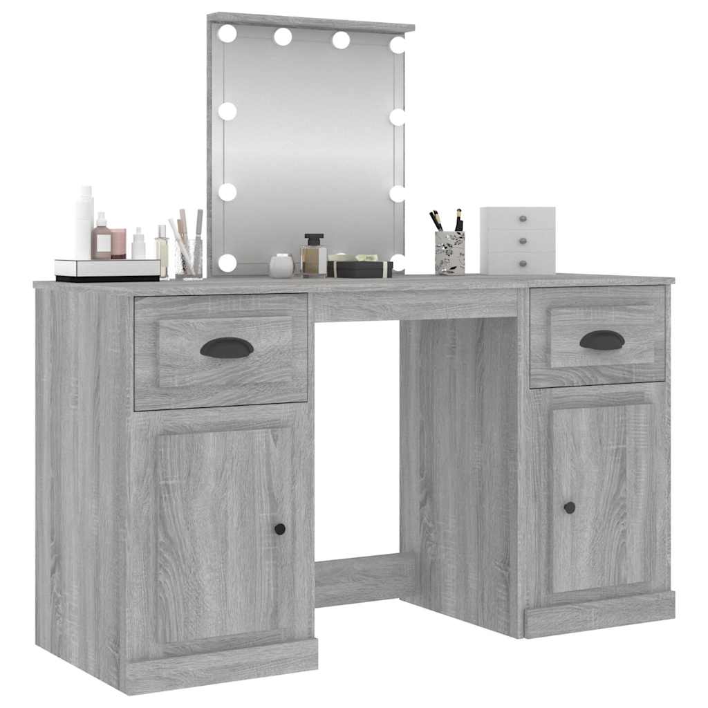 Dressing Table with LED Grey Sonoma 130x50x132,5 cm