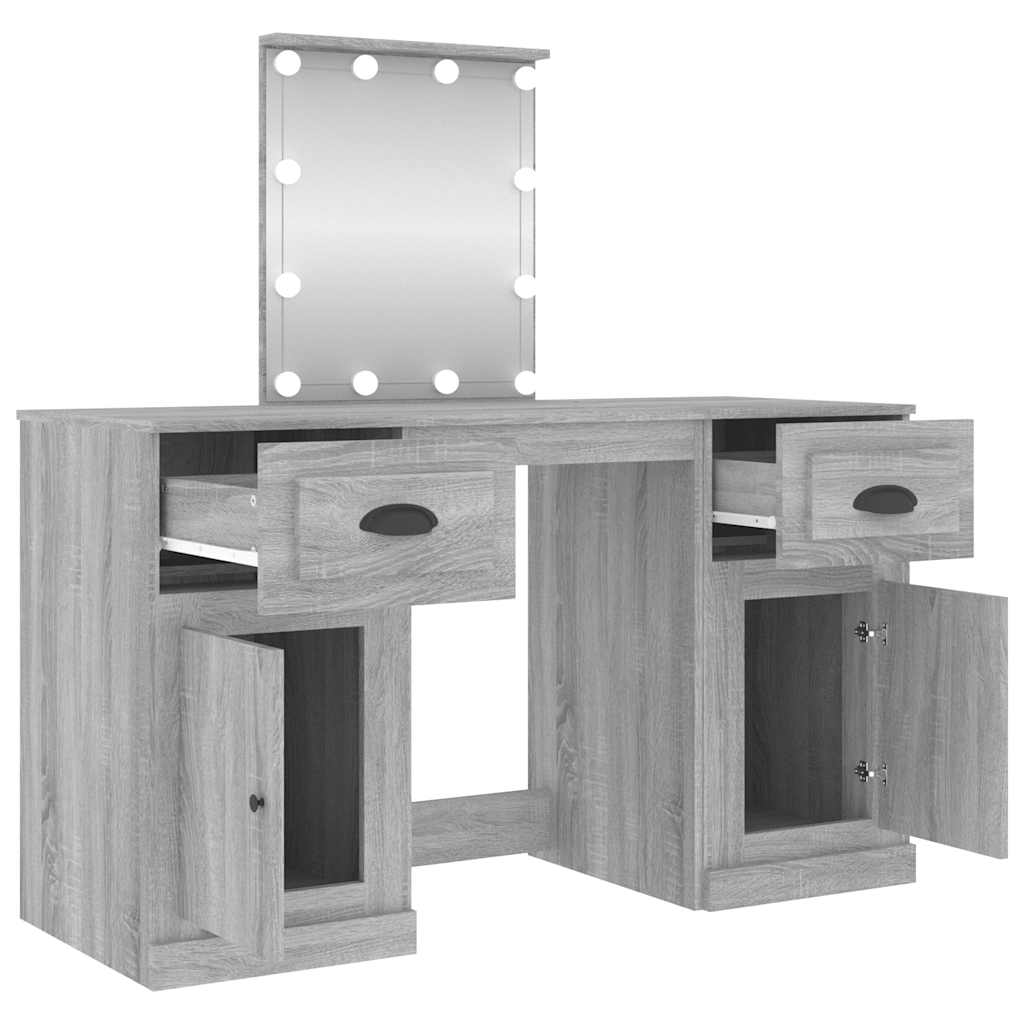 Dressing Table with LED Grey Sonoma 130x50x132,5 cm