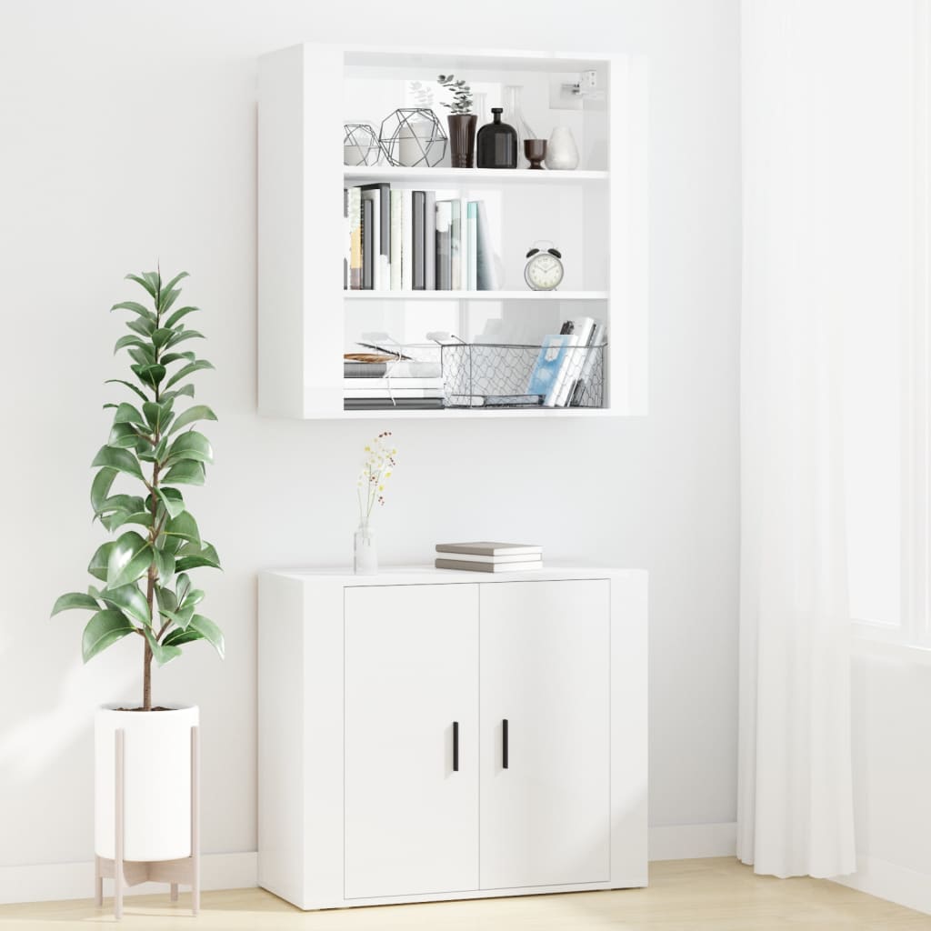 vidaXL Highboard High Gloss White Engineered Wood