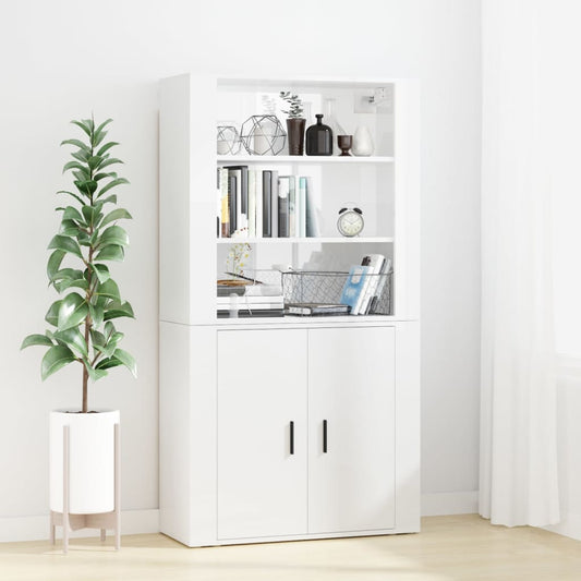 vidaXL Highboard High Gloss White Engineered Wood