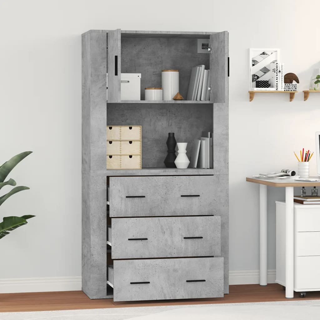 Highboard Concrete Grey Engineered Wood