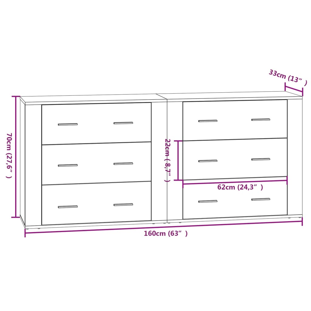 Sideboards 2 pcs Sonoma Oak Engineered Wood