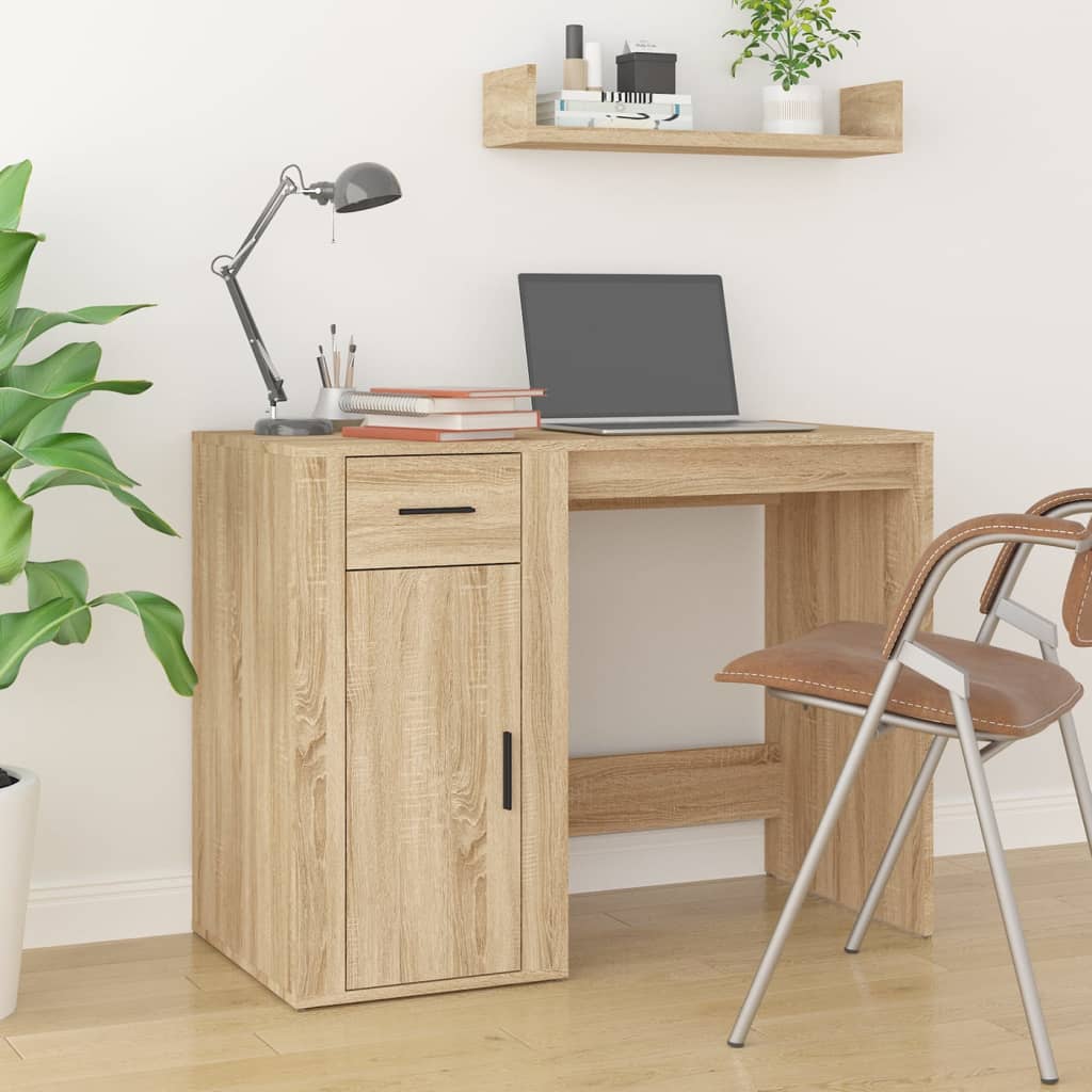 vidaXL Desk with Cabinet Sonoma Oak Engineered Wood