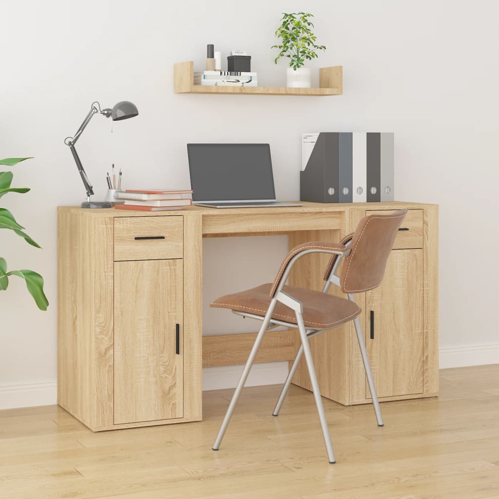 vidaXL Desk with Cabinet Sonoma Oak Engineered Wood