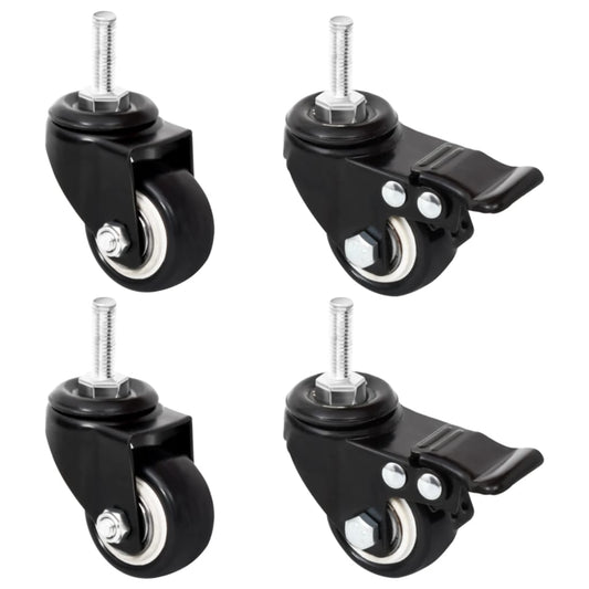 vidaXL Wheels for Planter 4 pcs Black 8x3.5x8 cm Iron