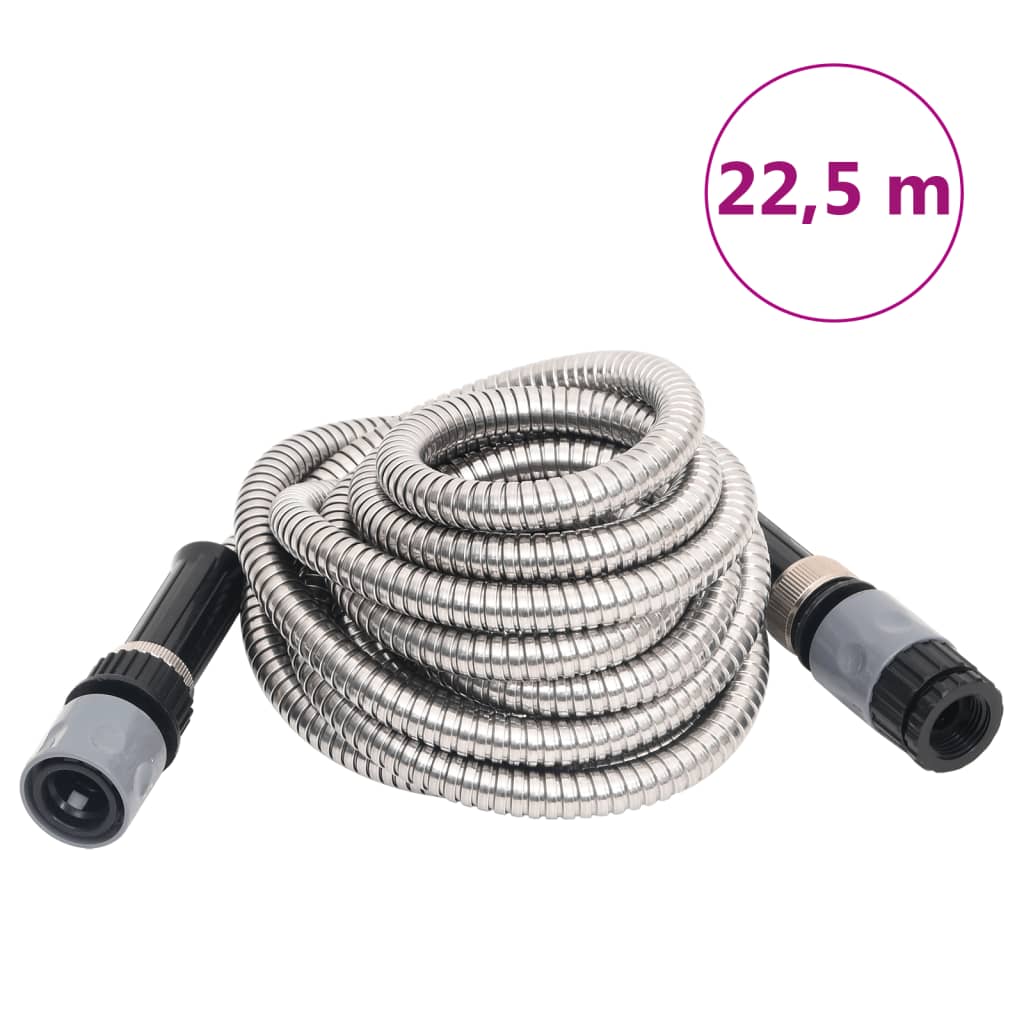 Garden Hose with Spray Nozzle Silver 0,6" 22,5 m Stainless Steel