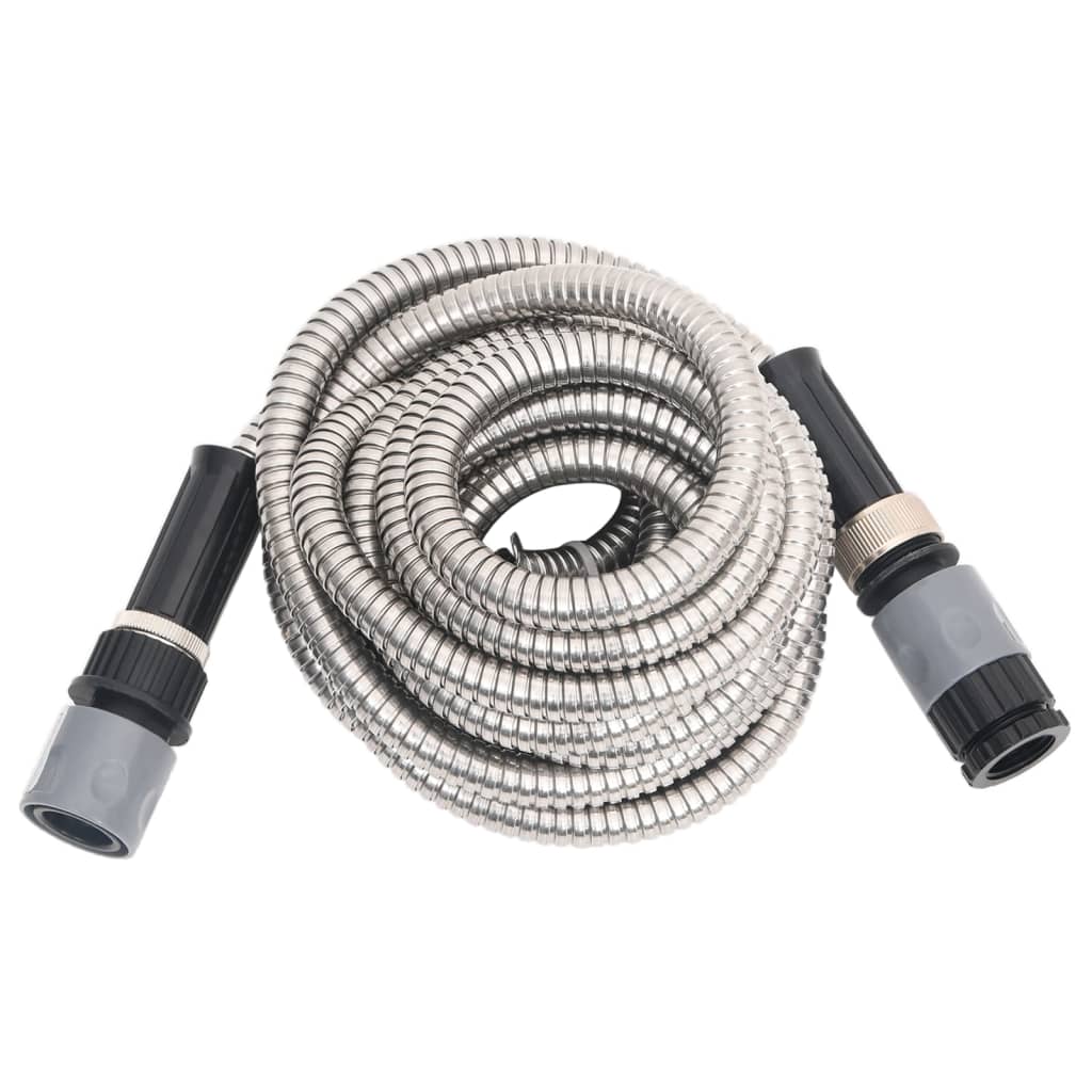 Garden Hose with Spray Nozzle Silver 0,6" 22,5 m Stainless Steel