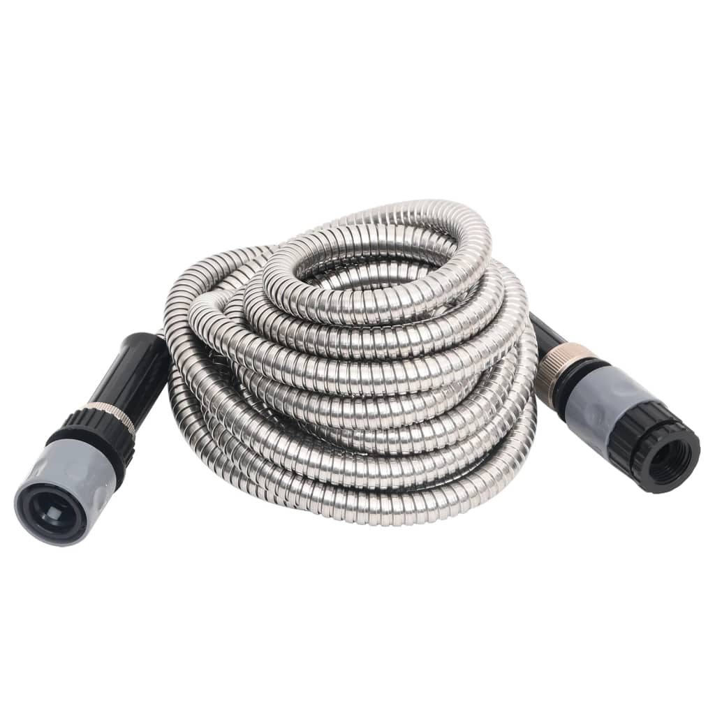 Garden Hose with Spray Nozzle Silver 0,6" 30 m Stainless Steel