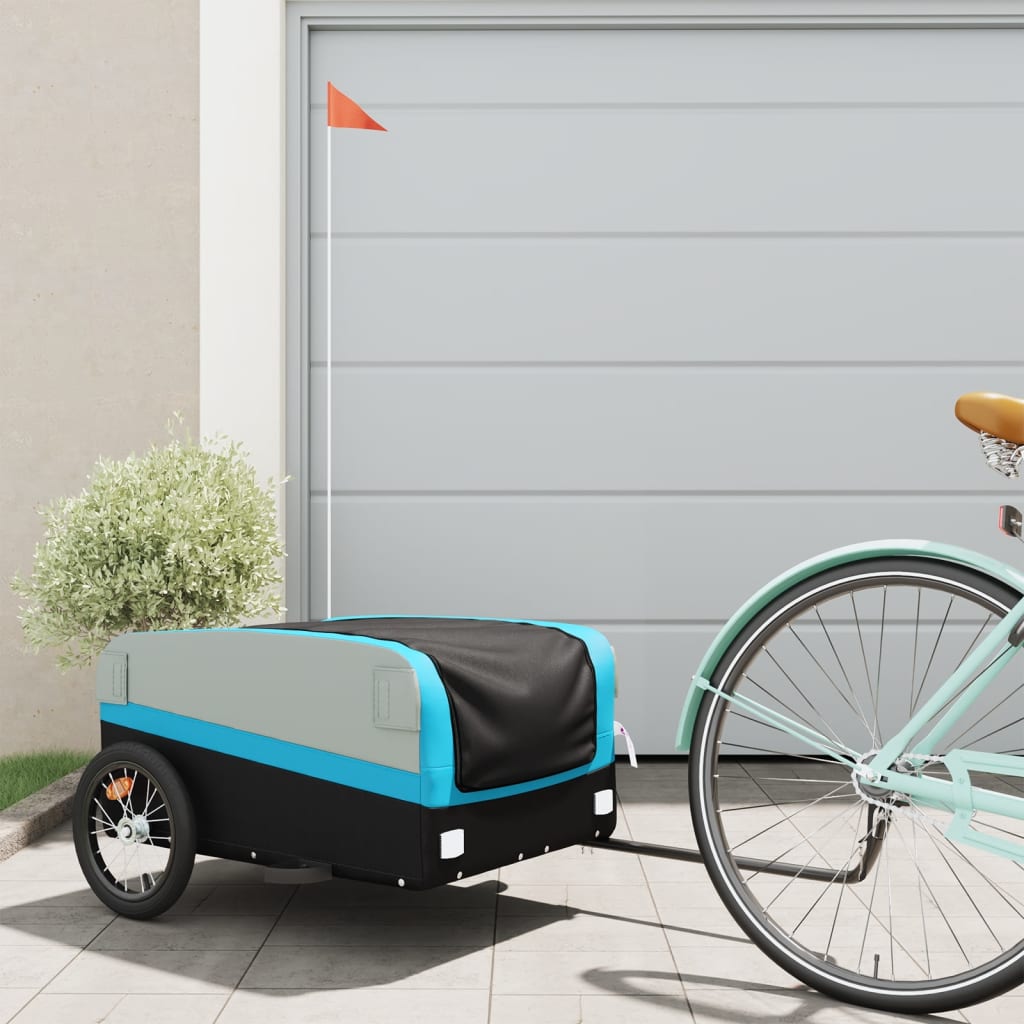 Bike Trailer Black and Blue 45 kg Iron