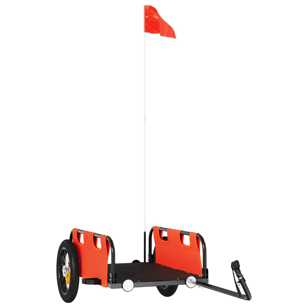 Bike Trailer Orange Oxford Fabric and Iron