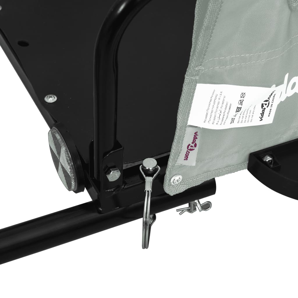 Bike Trailer Grey and Black Oxford Fabric and Iron