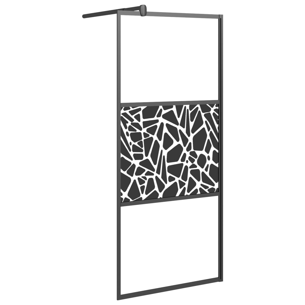 Walk-in Shower Wall with Shelf Black 90x195 cm ESG Glass&Aluminium