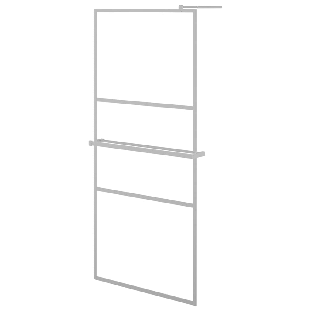 Walk-in Shower Wall with Shelf Chrome 80x195 cm ESG Glass&Aluminium