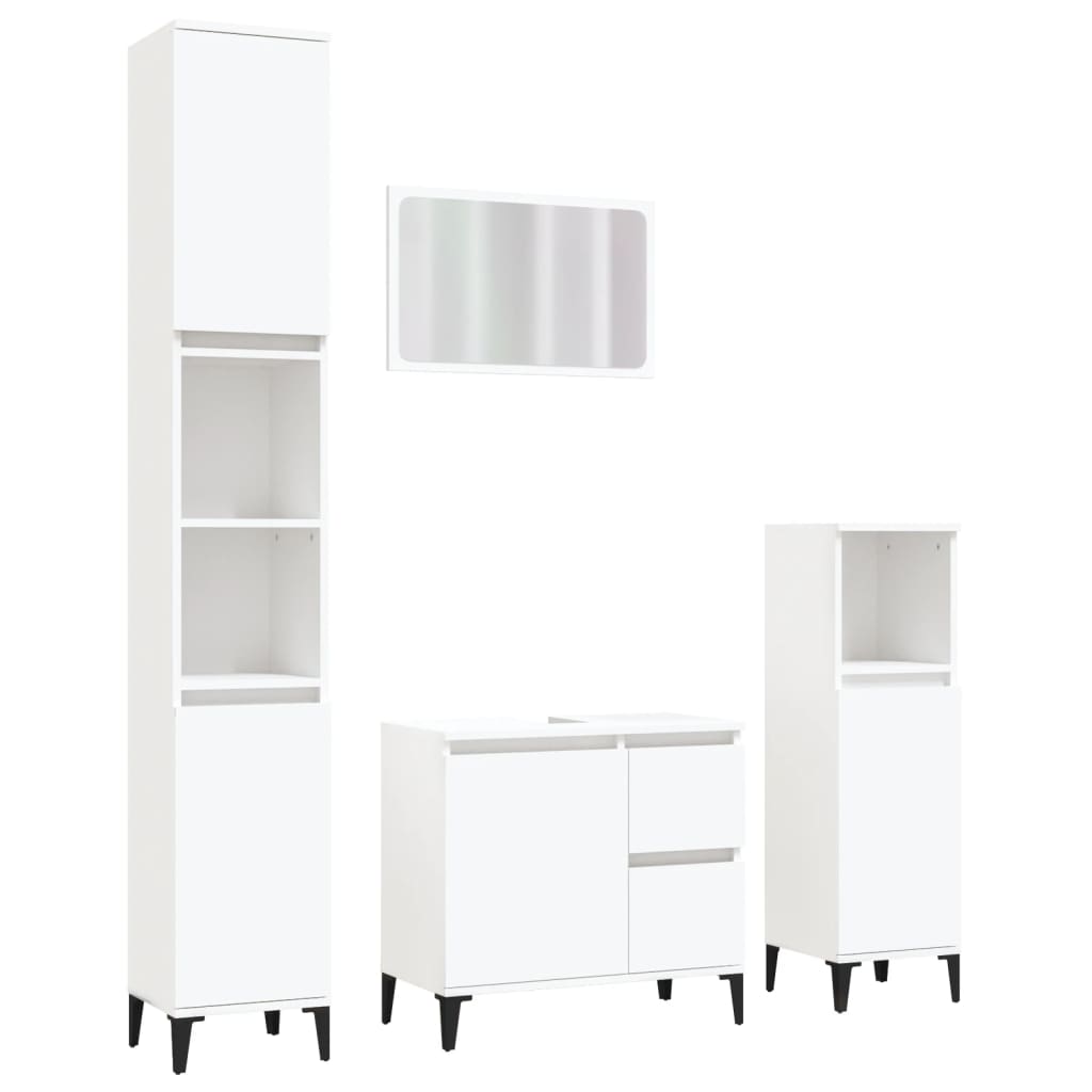 vidaXL 4 Piece Bathroom Furniture Set White Engineered Wood