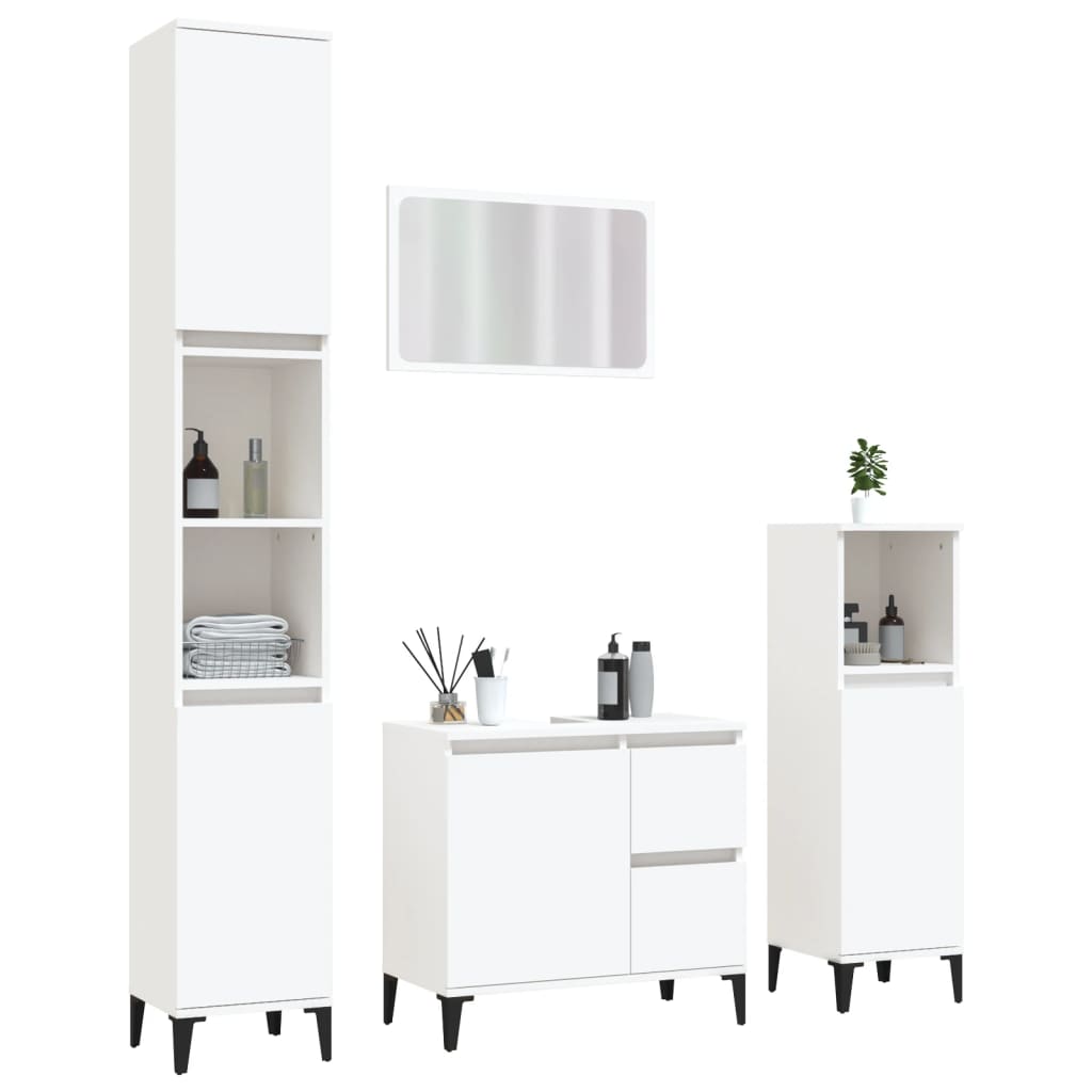 vidaXL 4 Piece Bathroom Furniture Set White Engineered Wood