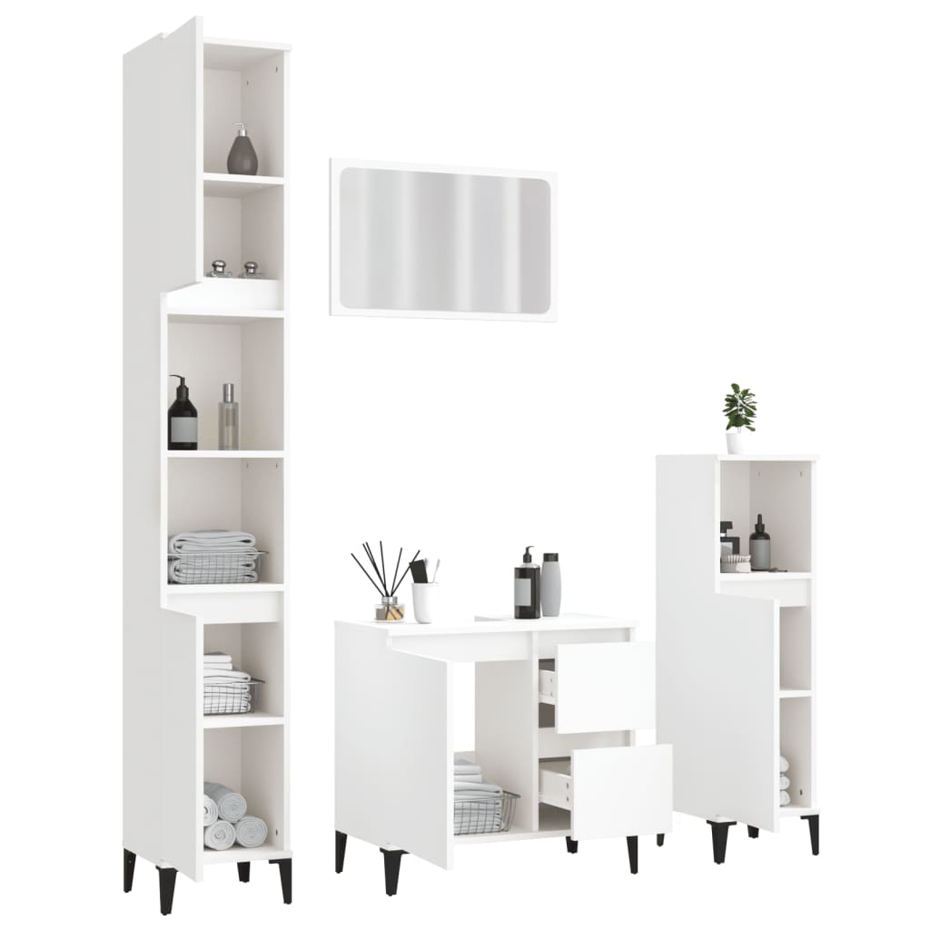 vidaXL 4 Piece Bathroom Furniture Set White Engineered Wood