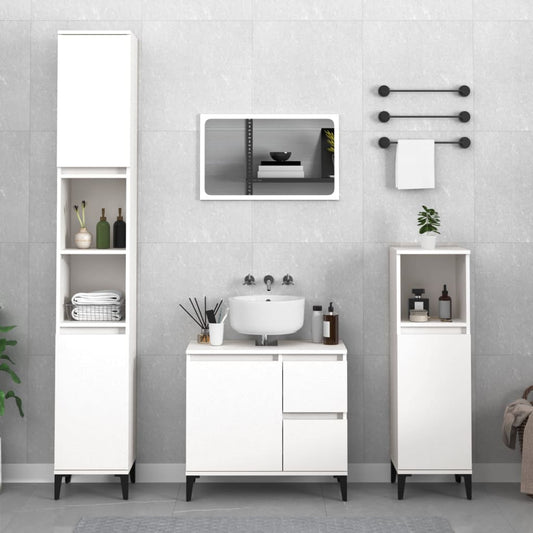 vidaXL 4 Piece Bathroom Furniture Set White Engineered Wood