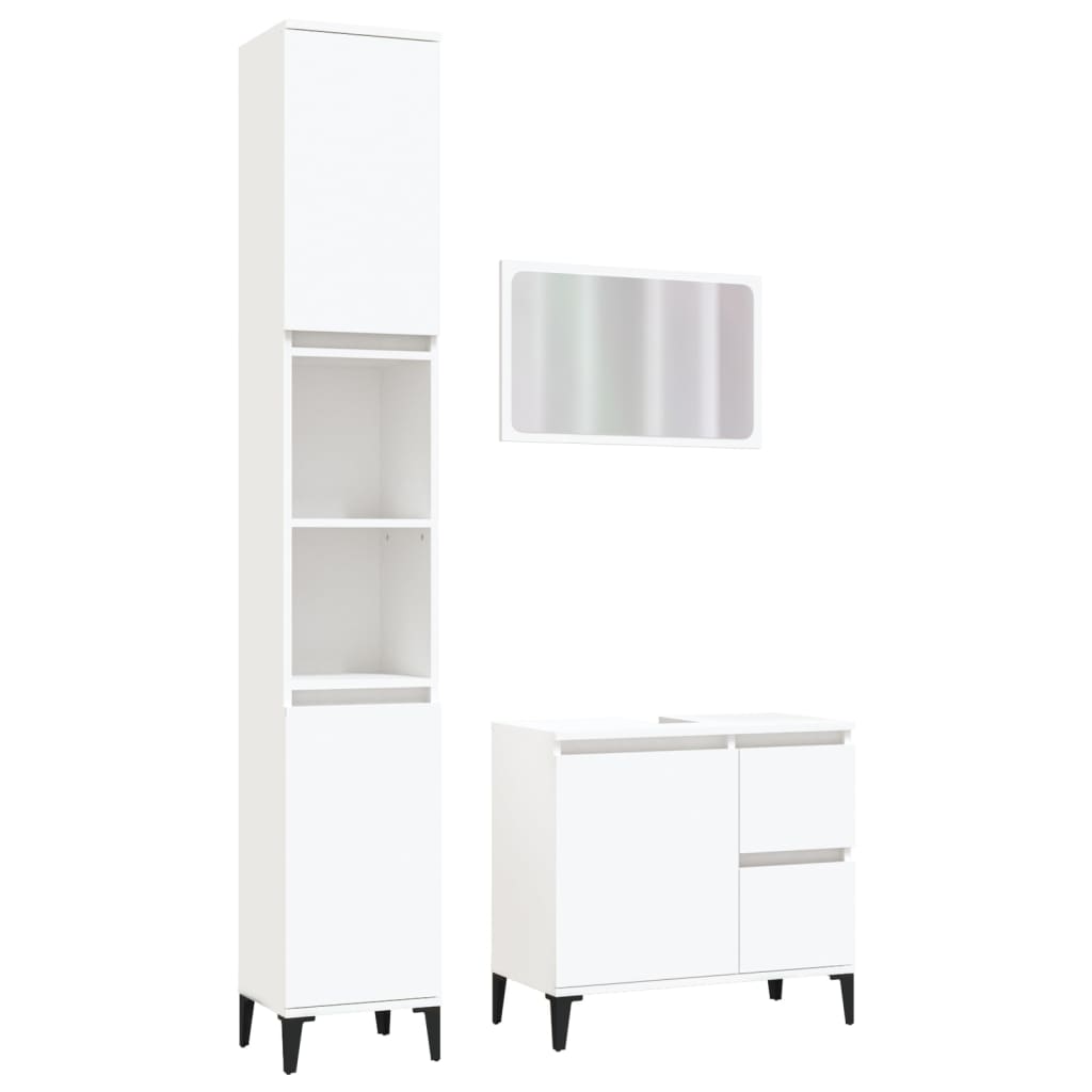 vidaXL 3 Piece Bathroom Furniture Set White Engineered Wood