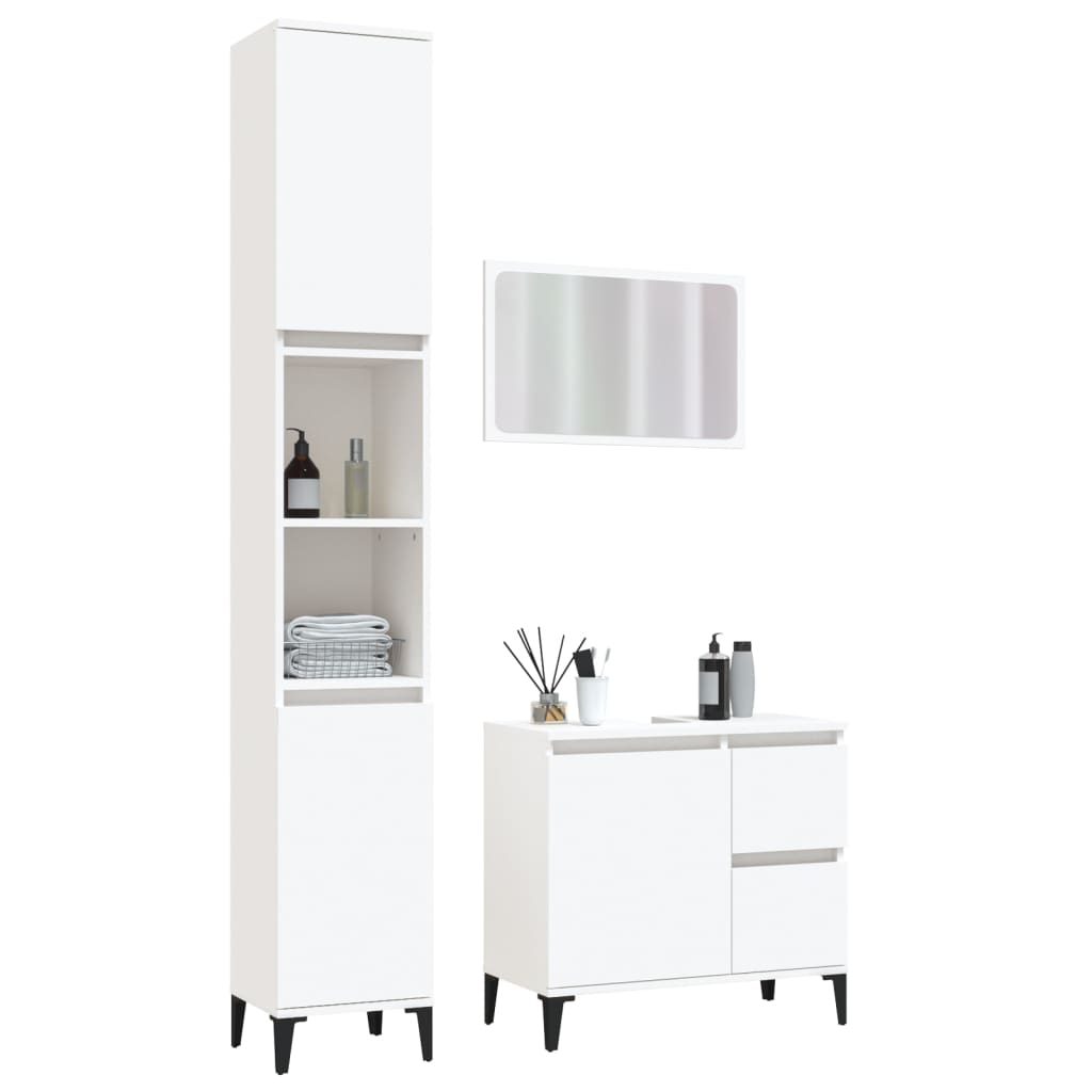 vidaXL 3 Piece Bathroom Furniture Set White Engineered Wood