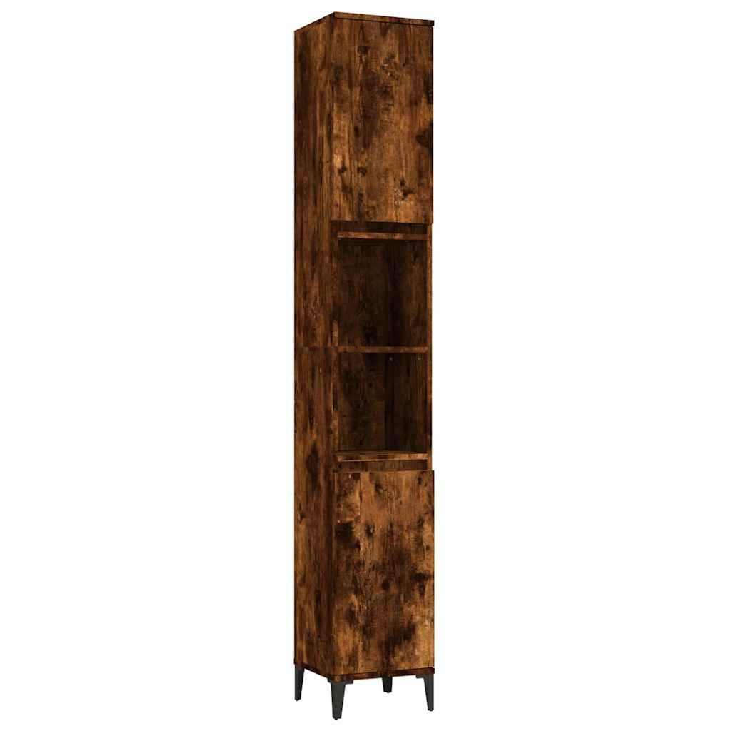 3 Piece Bathroom Furniture Set Smoked Oak Engineered Wood