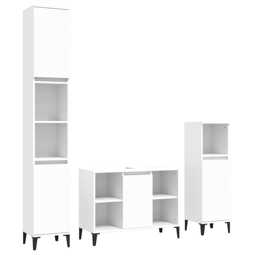 vidaXL 3 Piece Bathroom Furniture Set White Engineered Wood