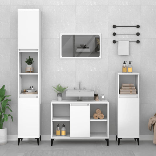 vidaXL 3 Piece Bathroom Furniture Set White Engineered Wood