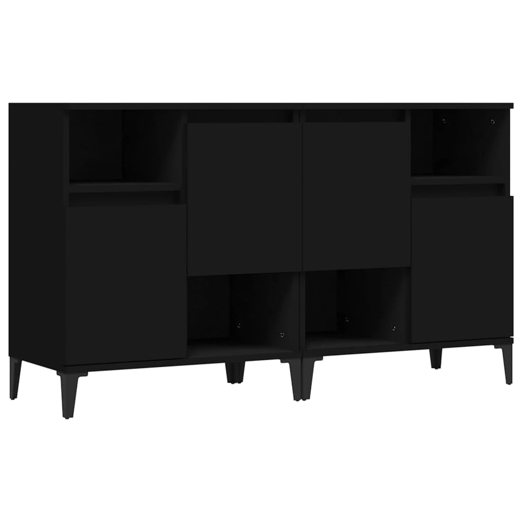 vidaXL Sideboards 2 pcs Black 60x35x70 cm Engineered Wood